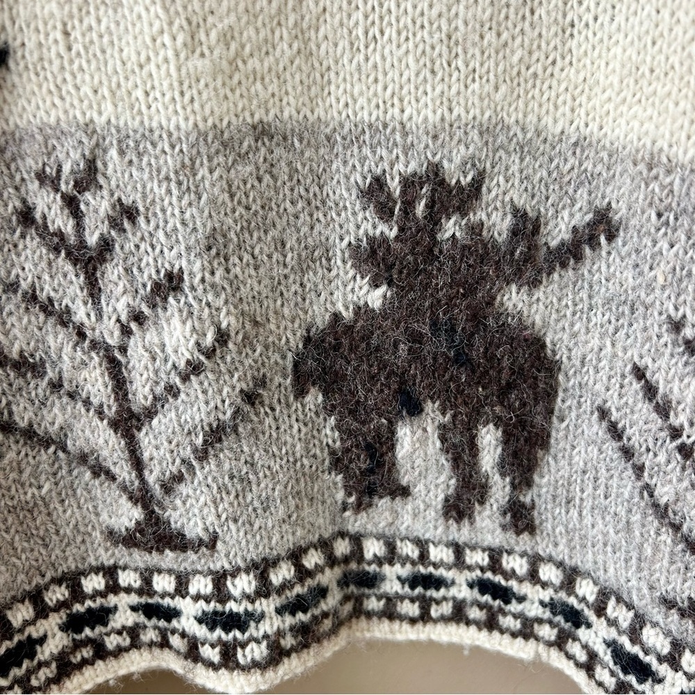 Motif Vintage 90s Wool Intarsia Moose Bear Chunky Knit Intarsia Sweater Size M - Picture 8 of 15